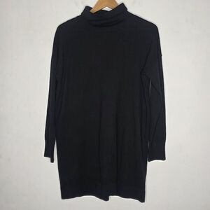 Eileen Fisher Cowl Neck 100% Merino Wool Black Dress Women's Small S